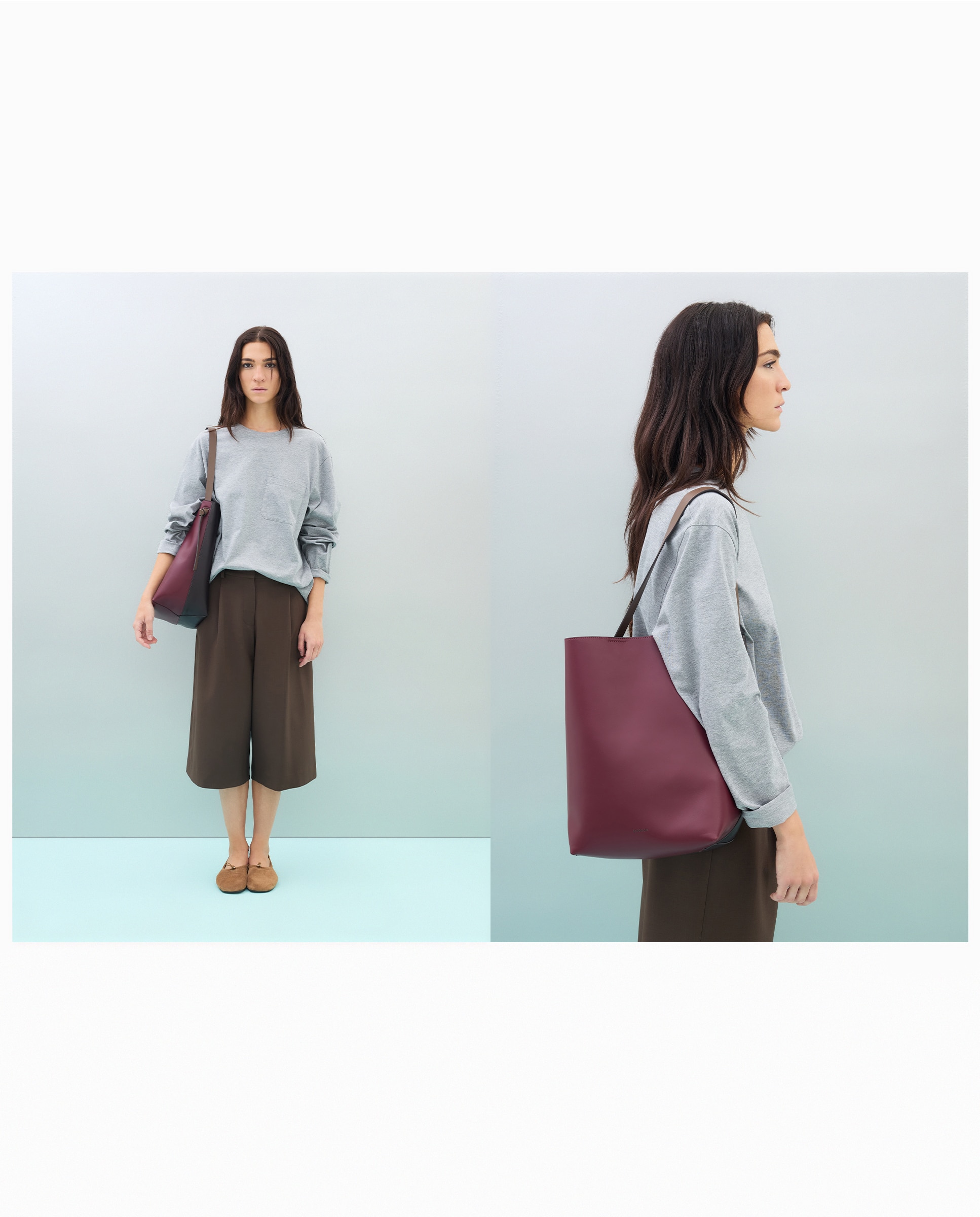 Bolso hobo tricolor - Jo & Mr. Joe - Burdeos Burdeos-6