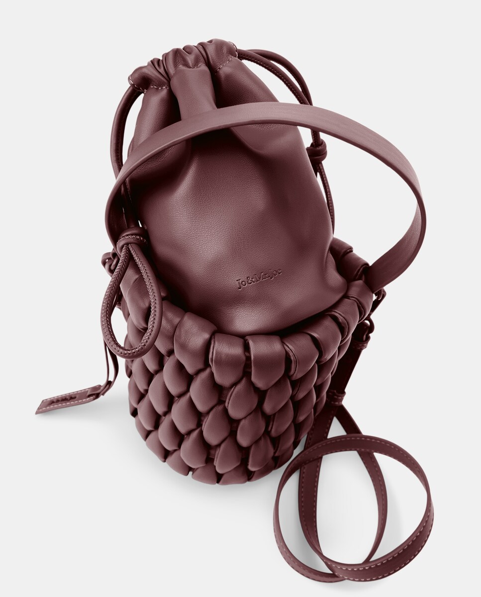 Mala Bucket Entrançada Bordeaux-3