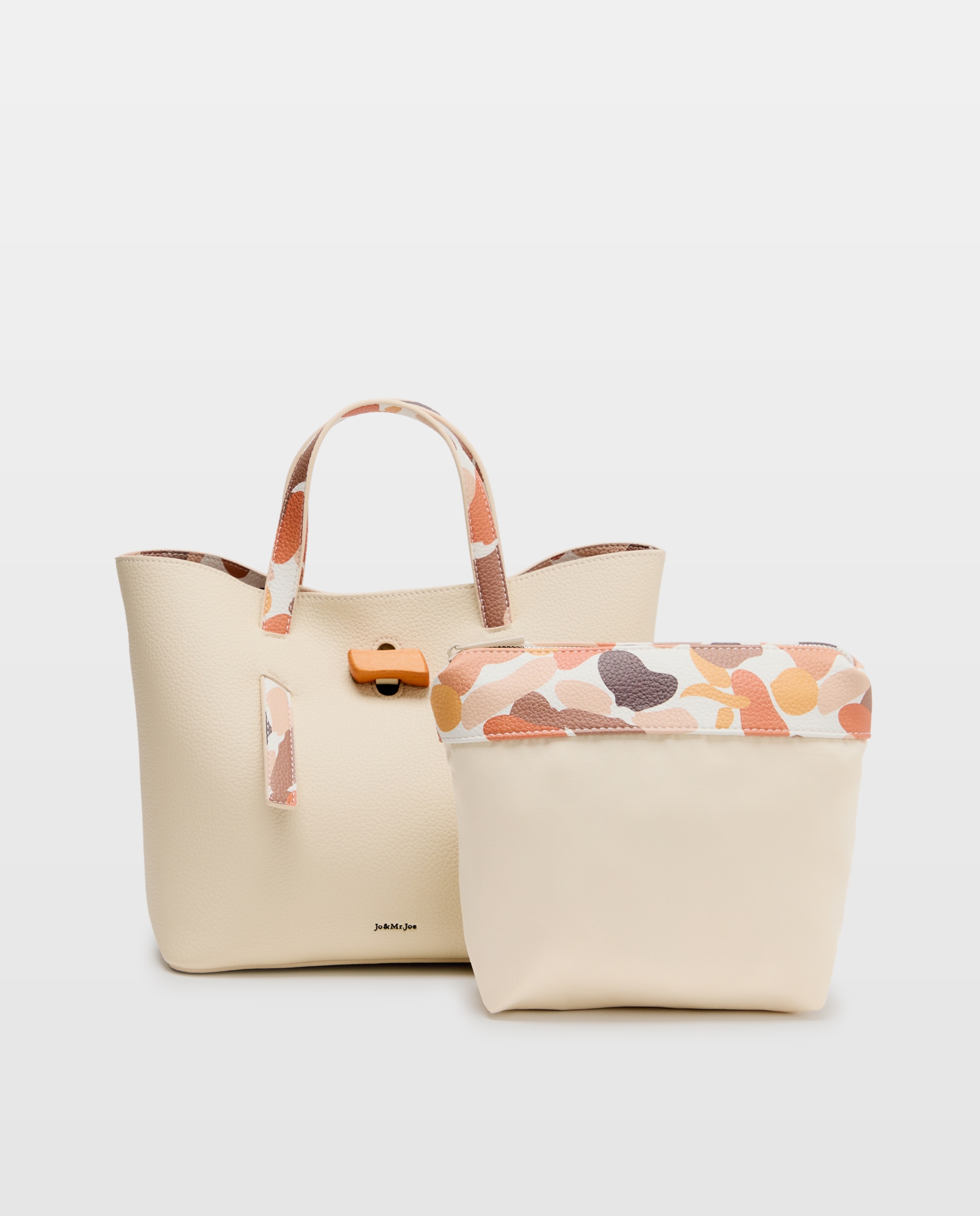 Bolso de mano con asa estampada - Jo & Mr. Joe - 120 Crudo 120 Crudo-3