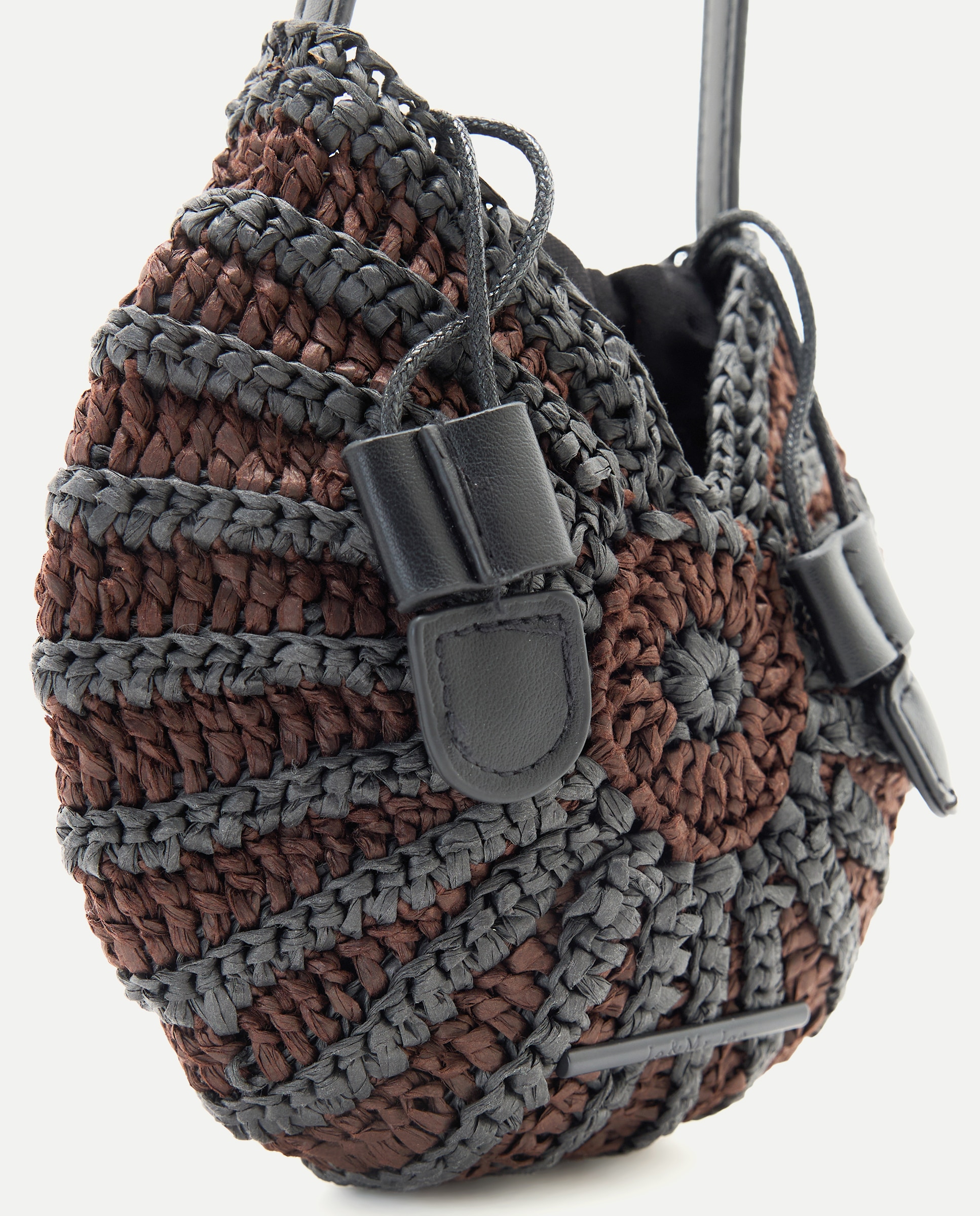 Porta-Moedas com Macramé de Concha e Alça Comprida Preto-4