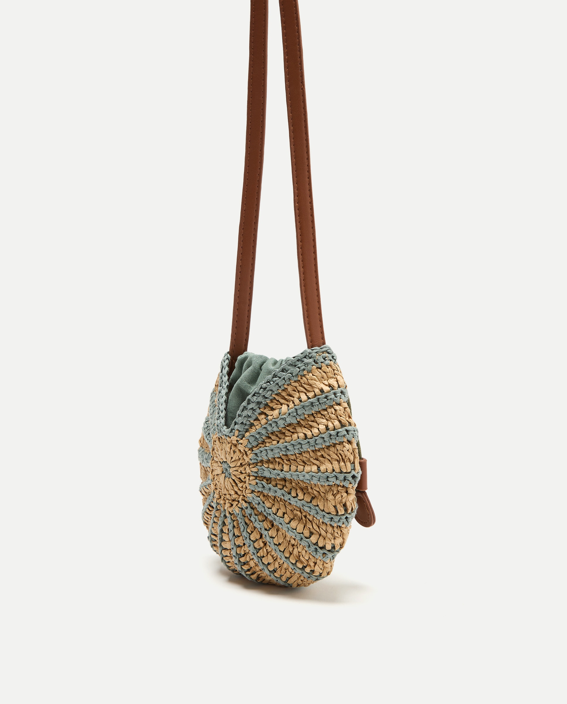 Porta-Moedas com Macramé de Concha e Alça Comprida 400 Azul-3