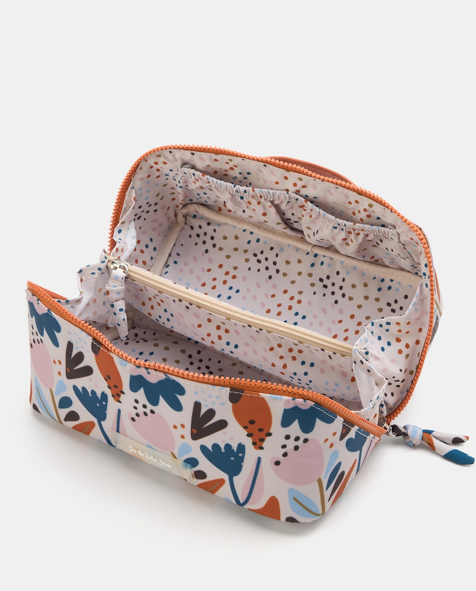 Nécessaire com Estampado e Abertura Diagonal 200 Rosa-3