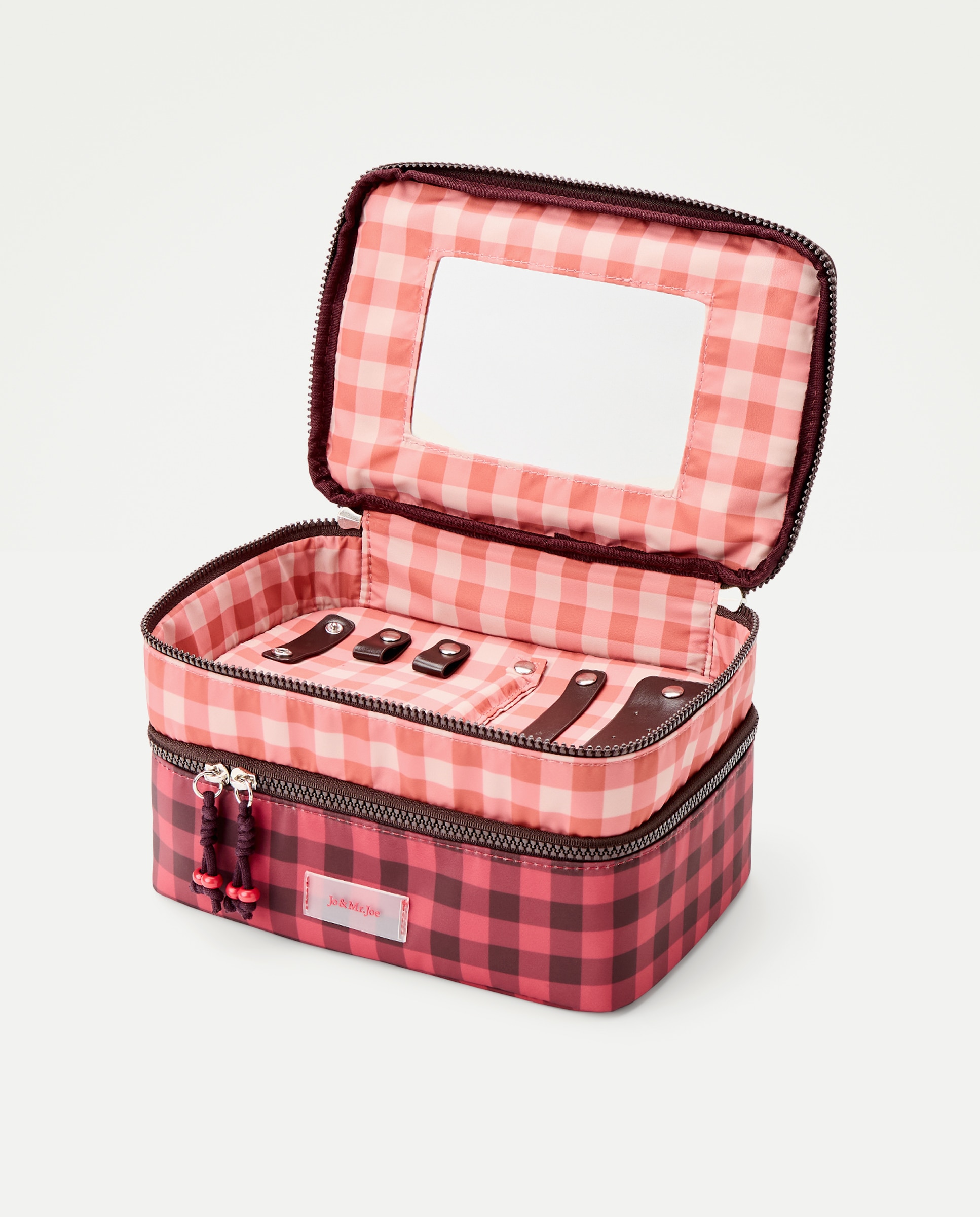 Nécessaire 3 em 1 com Estampado aos Quadrados 200 Rosa-3