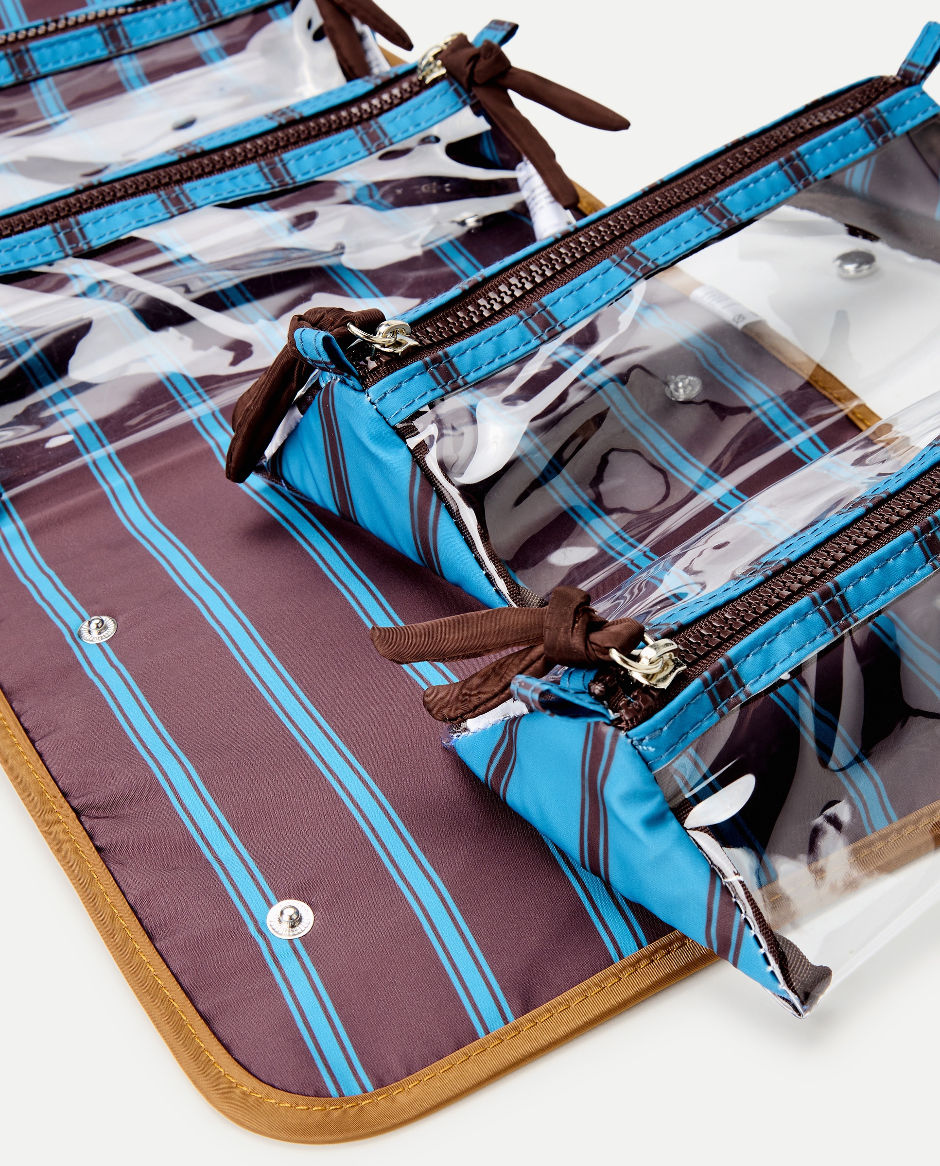 Nécessaire multi-Compartimentos com Estampado às Riscas 400 Azul-4