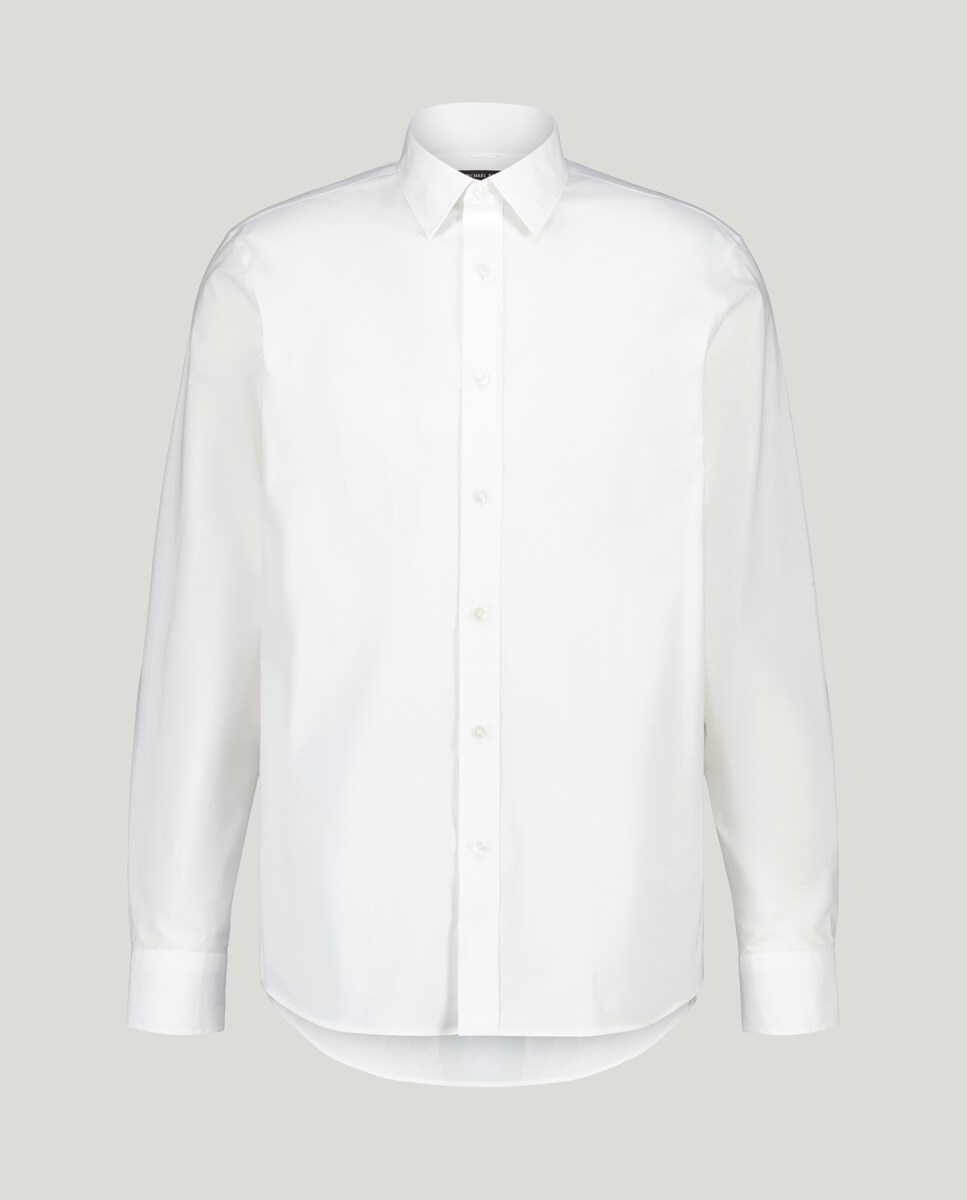 Camisa de Manga Comprida Lisa com Logótipo Bordado Branco-4