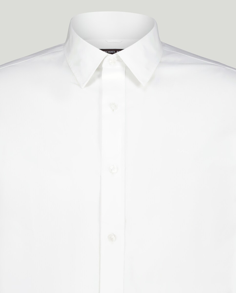 Camisa de Manga Comprida Lisa com Logótipo Bordado Branco-5