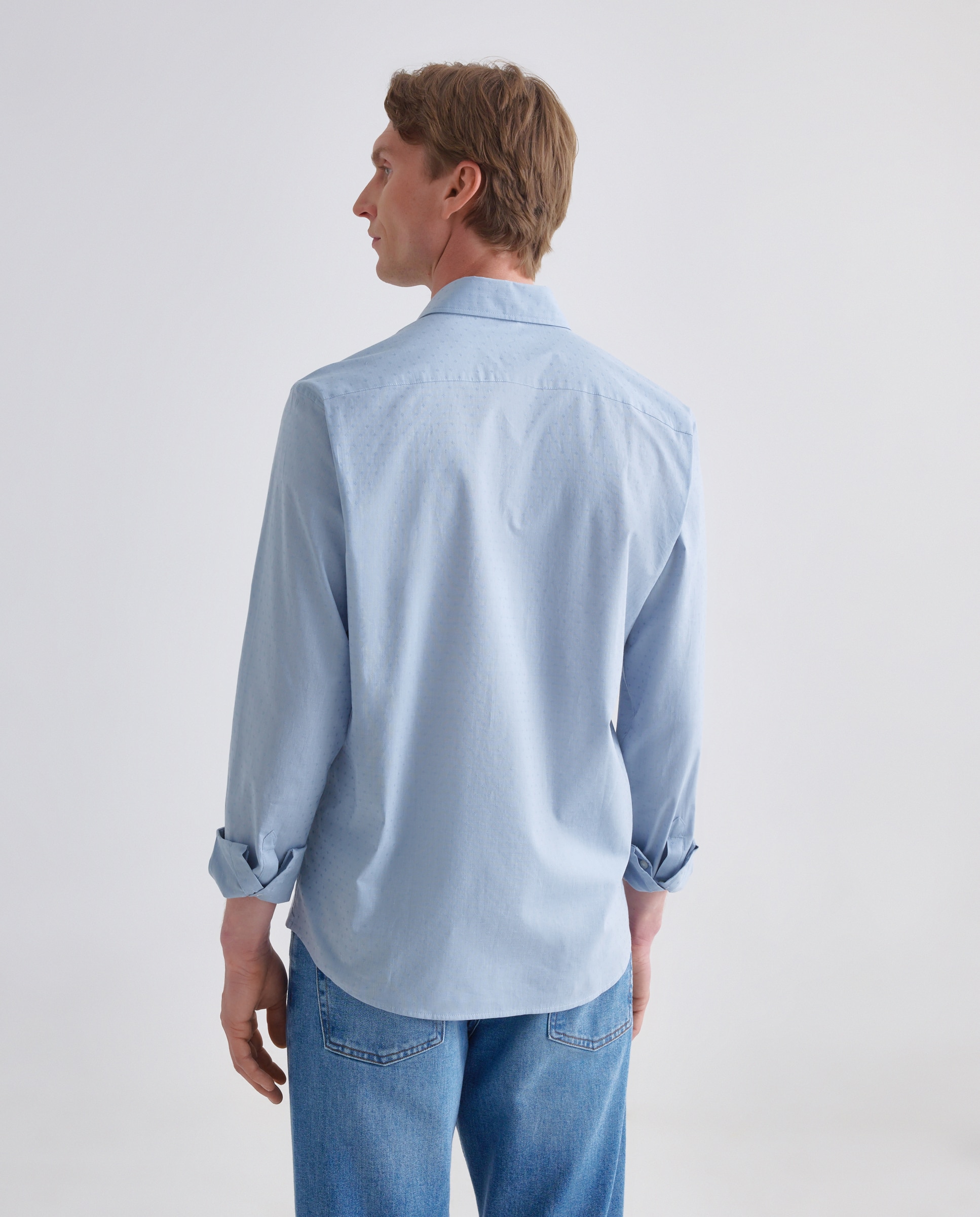 Camisa Classic Fit com Detalhe na Estrutura Azul-claro-3