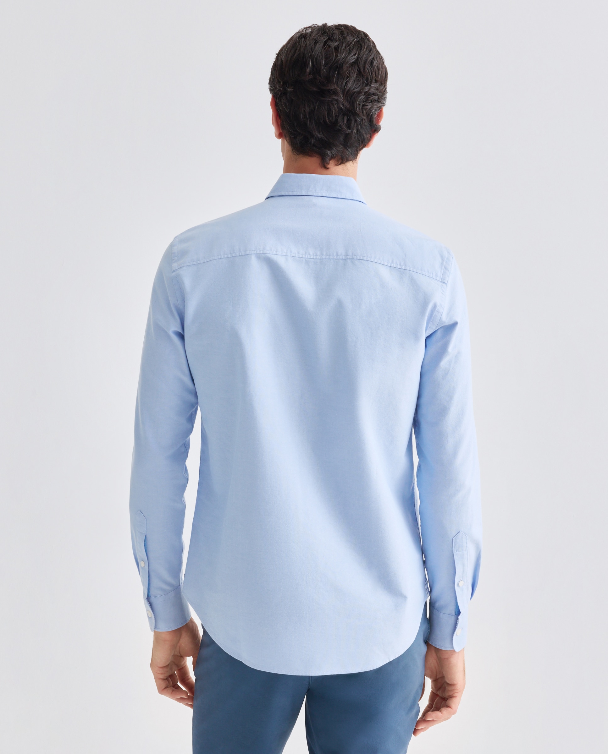 Camisa Oxford com Botão no Colarinho Azul-claro-3