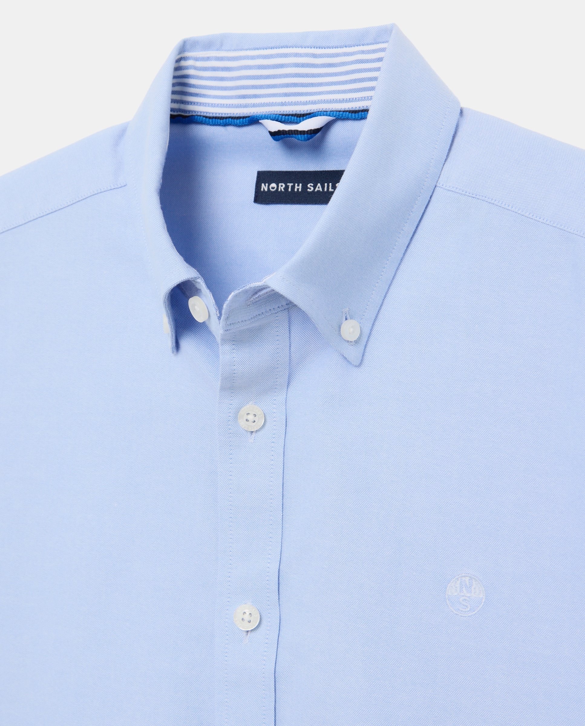 Camisa Oxford com Botão no Colarinho Azul-claro-5