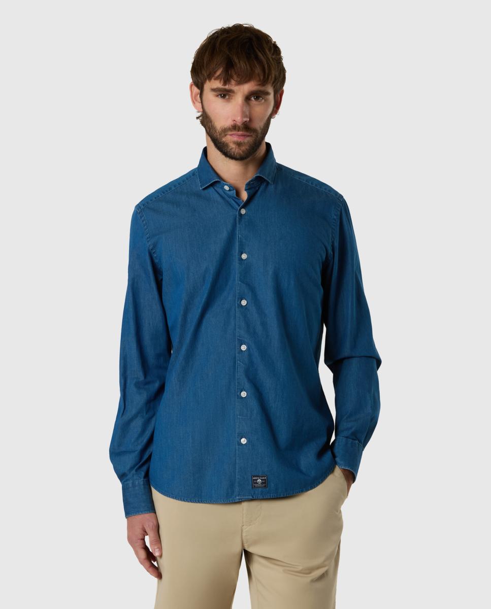 Imagem 0 de Camisa de Sarja e Ganga com Gola Italiana