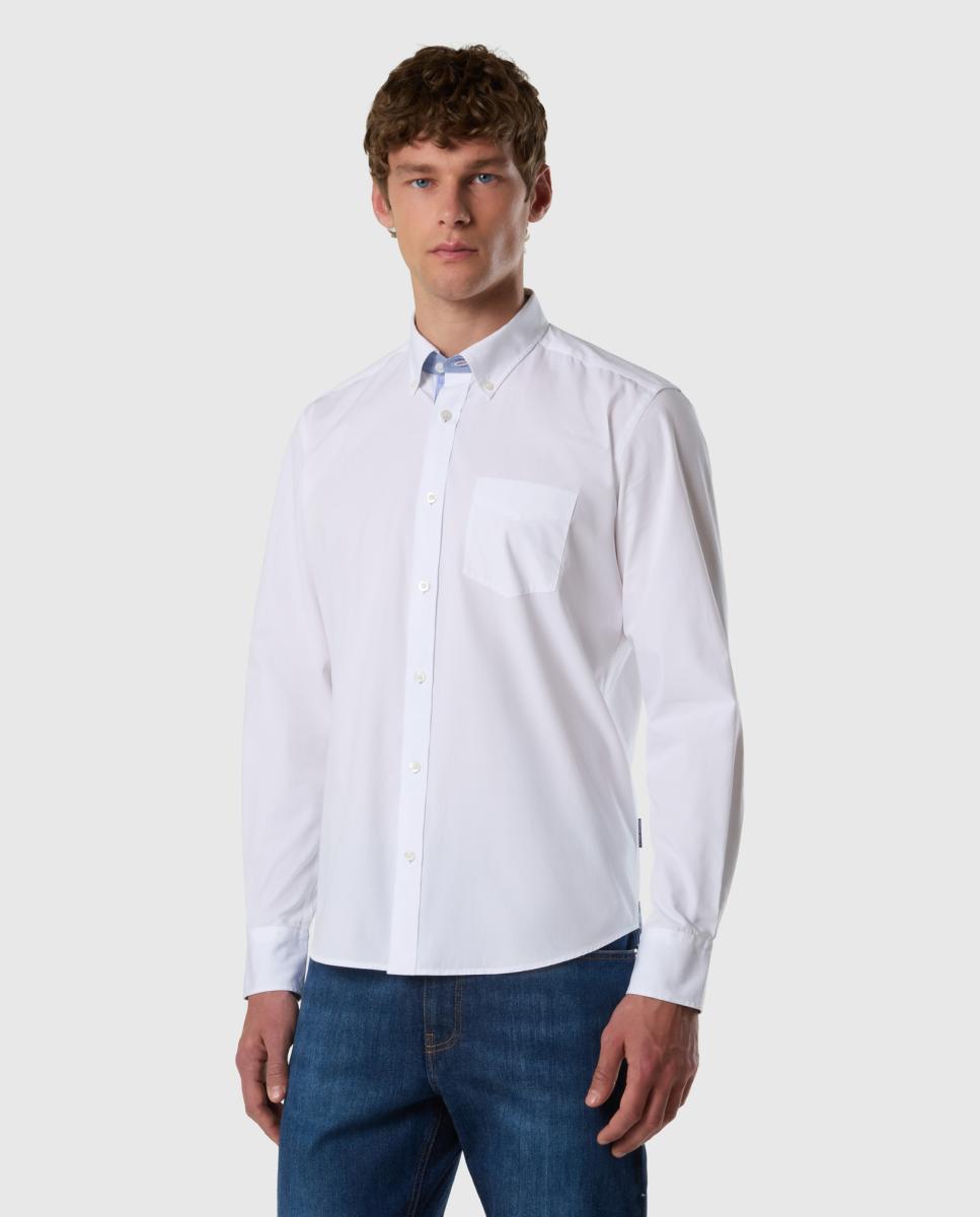 North Sails - Camisa de hombre en popelín con botón en cuello.