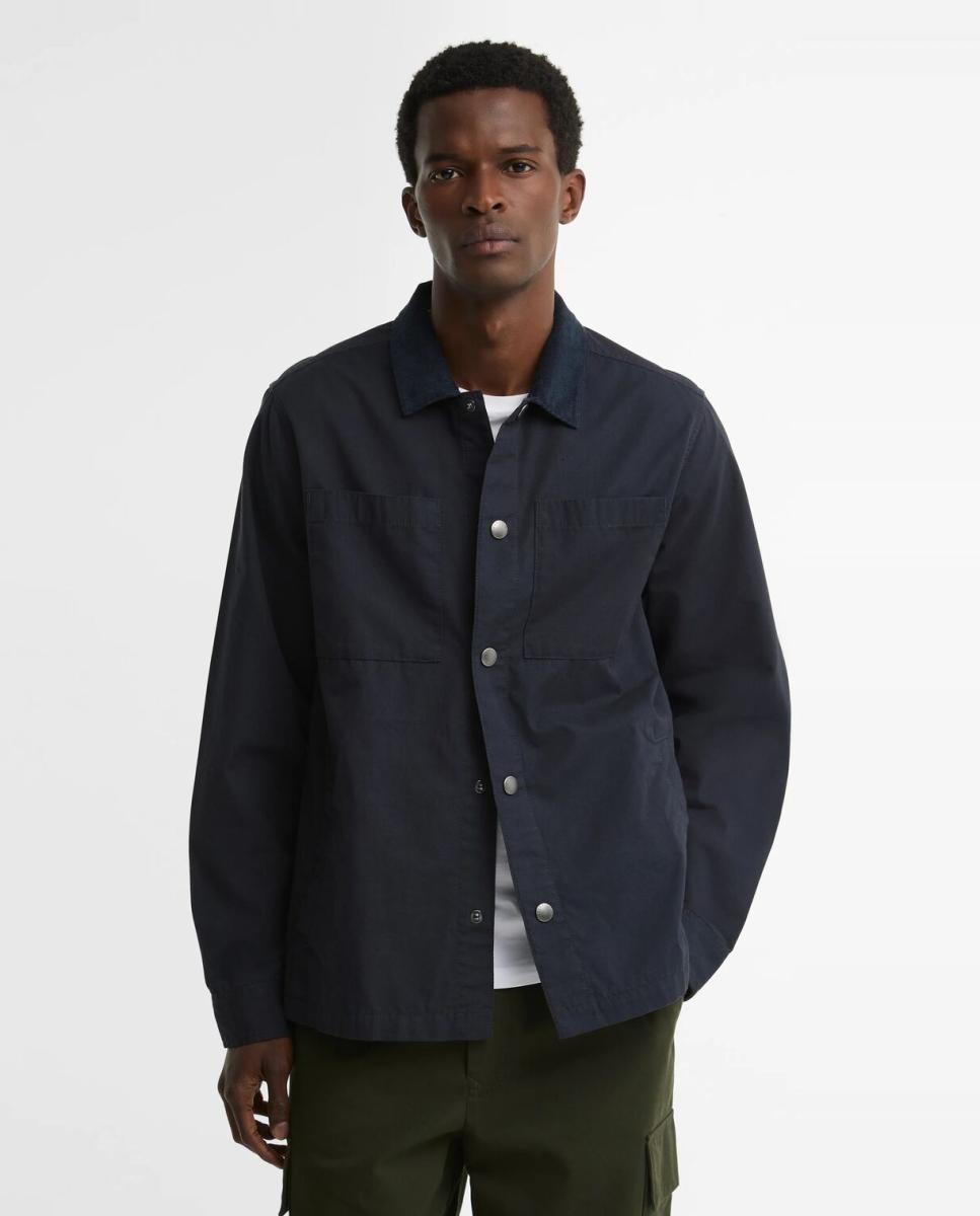 Camisa de hombre lisa con corchetes - Barbour - Verde oscuro Verde oscuro-1