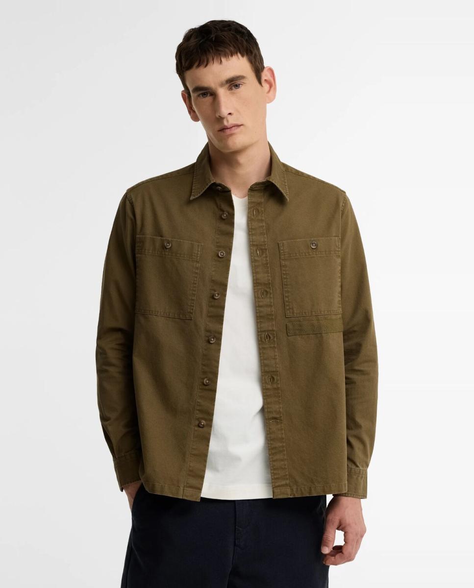 Camisa lisa de hombre con dos bolsillos grandes en el pecho - Barbour - Marrón claro Marrón claro-1