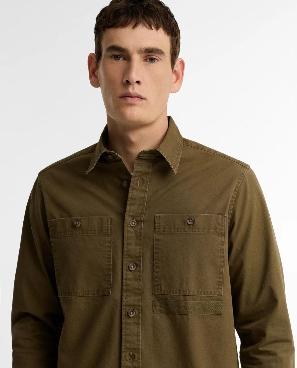 Camisa lisa de hombre con dos bolsillos grandes en el pecho - Barbour - Marrón claro Marrón claro-3