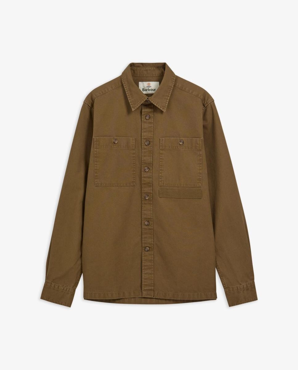 Camisa lisa de hombre con dos bolsillos grandes en el pecho - Barbour - Marrón claro Marrón claro-5