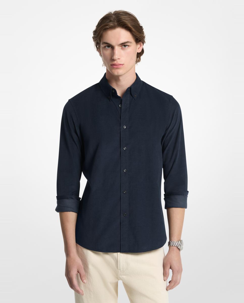 Imagen 0 de Camisa de hombre de manga larga en micropana Azul marino