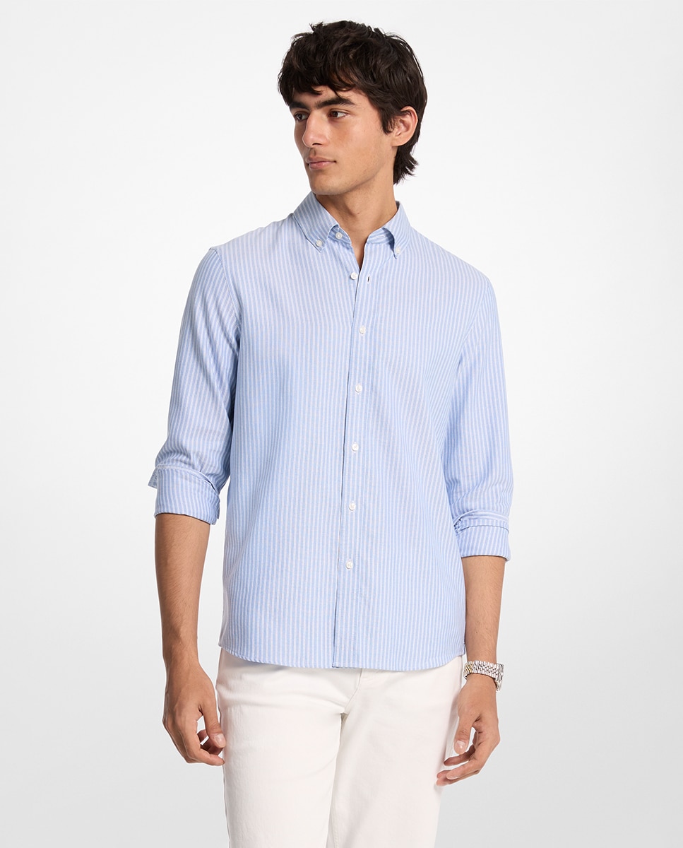 Imagem 0 de Camisa em Tecido Oxford às Riscas
