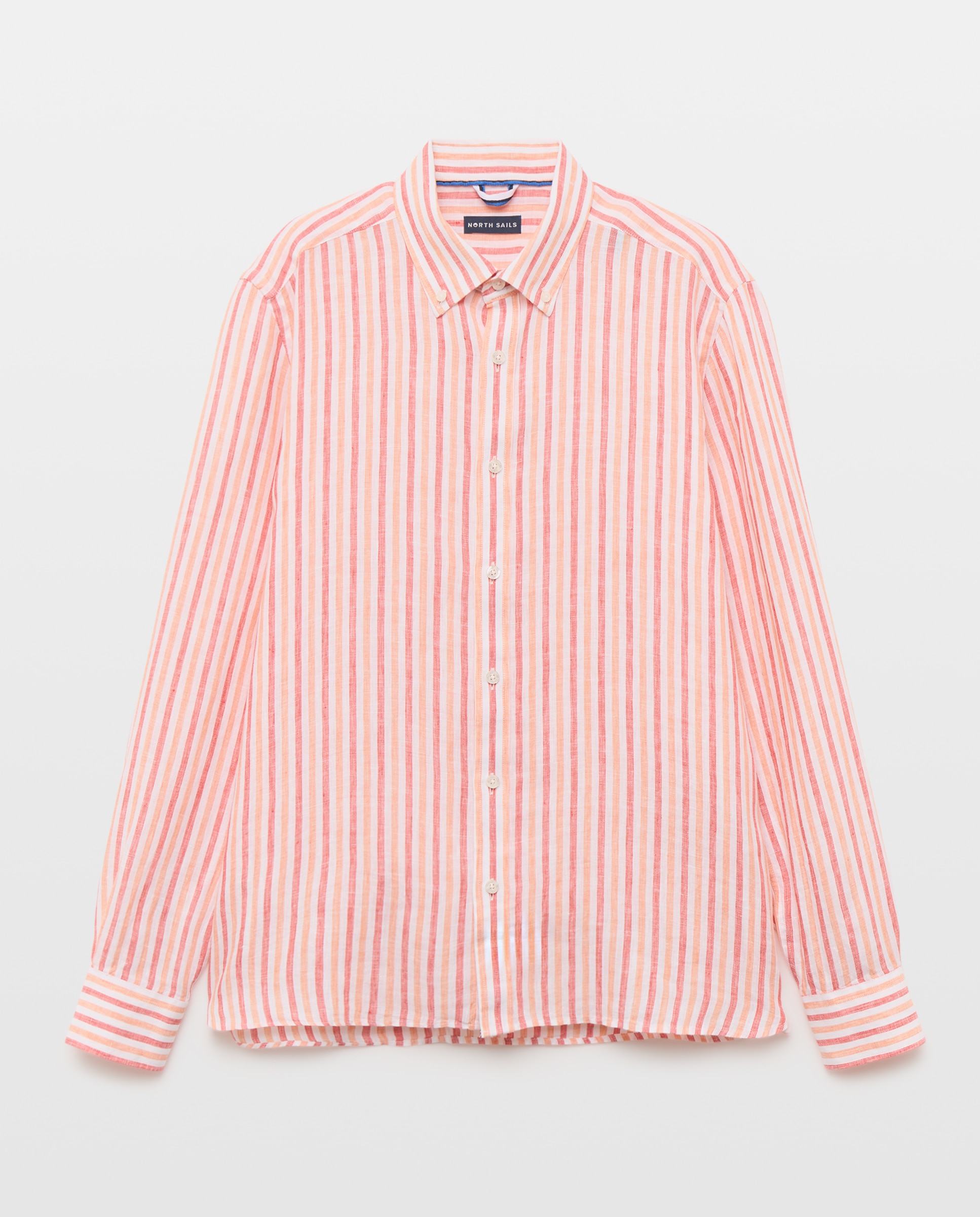 Imagem 0 de Camisa de Linho às Riscas com Botão no Colarinho