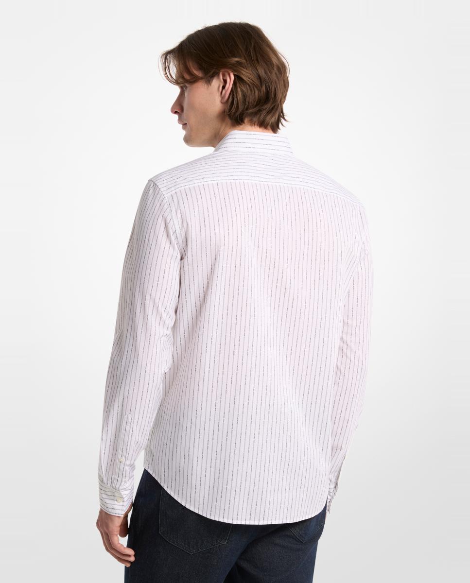 Camisa de Manga Comprida às Riscas Branco-2