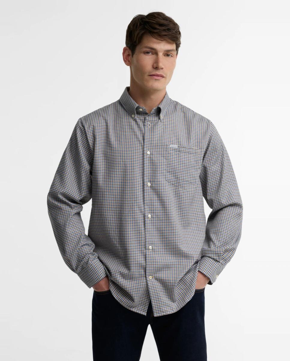 Imagen 1 de Camisa de hombre estampada cuadro pequeño Azul claro