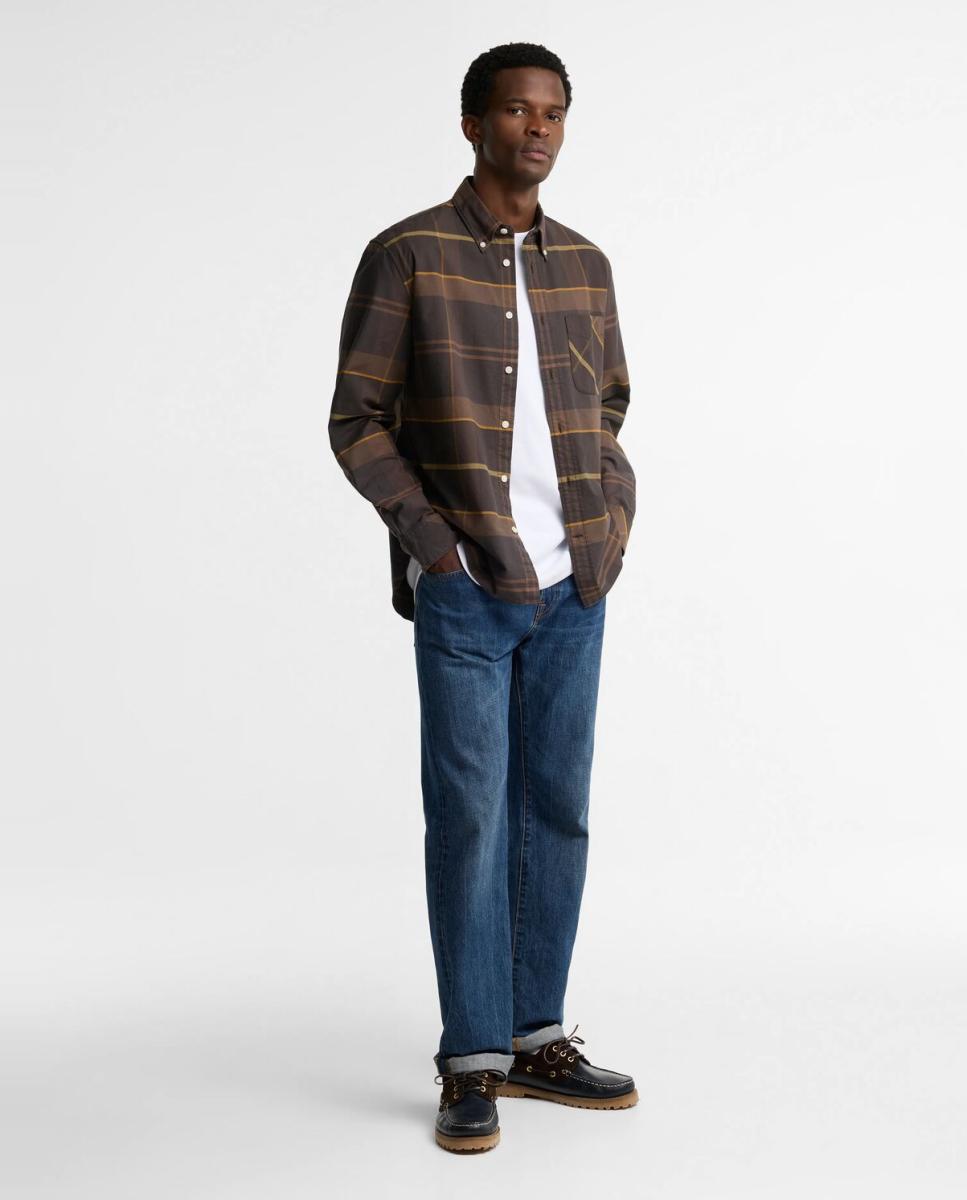 Imagen 7 de Camisa de hombre con estampado macro de tartan - Barbour - Marrón oscuro Marrón oscuro