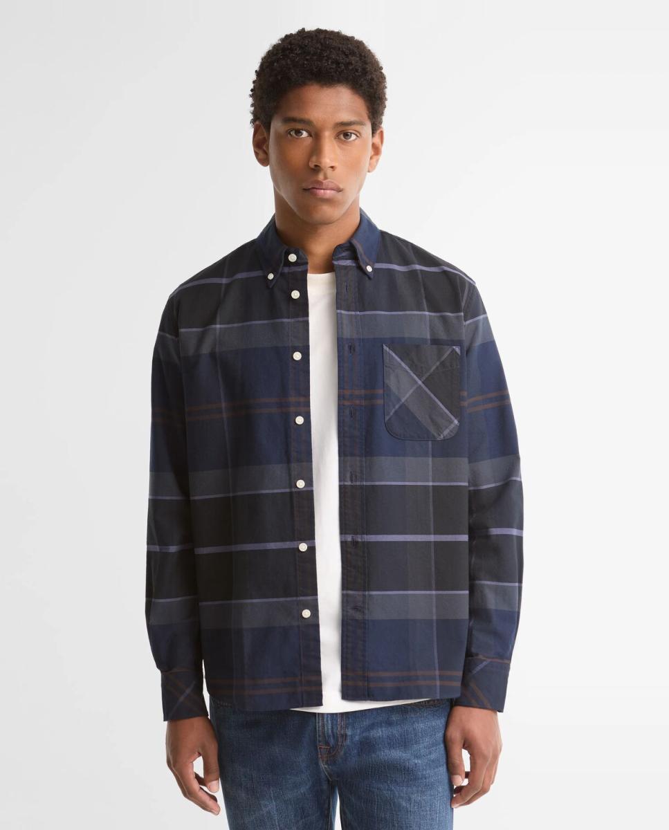 Imagen 1 de Camisa de hombre con estampado macro de tartan Gris oscuro