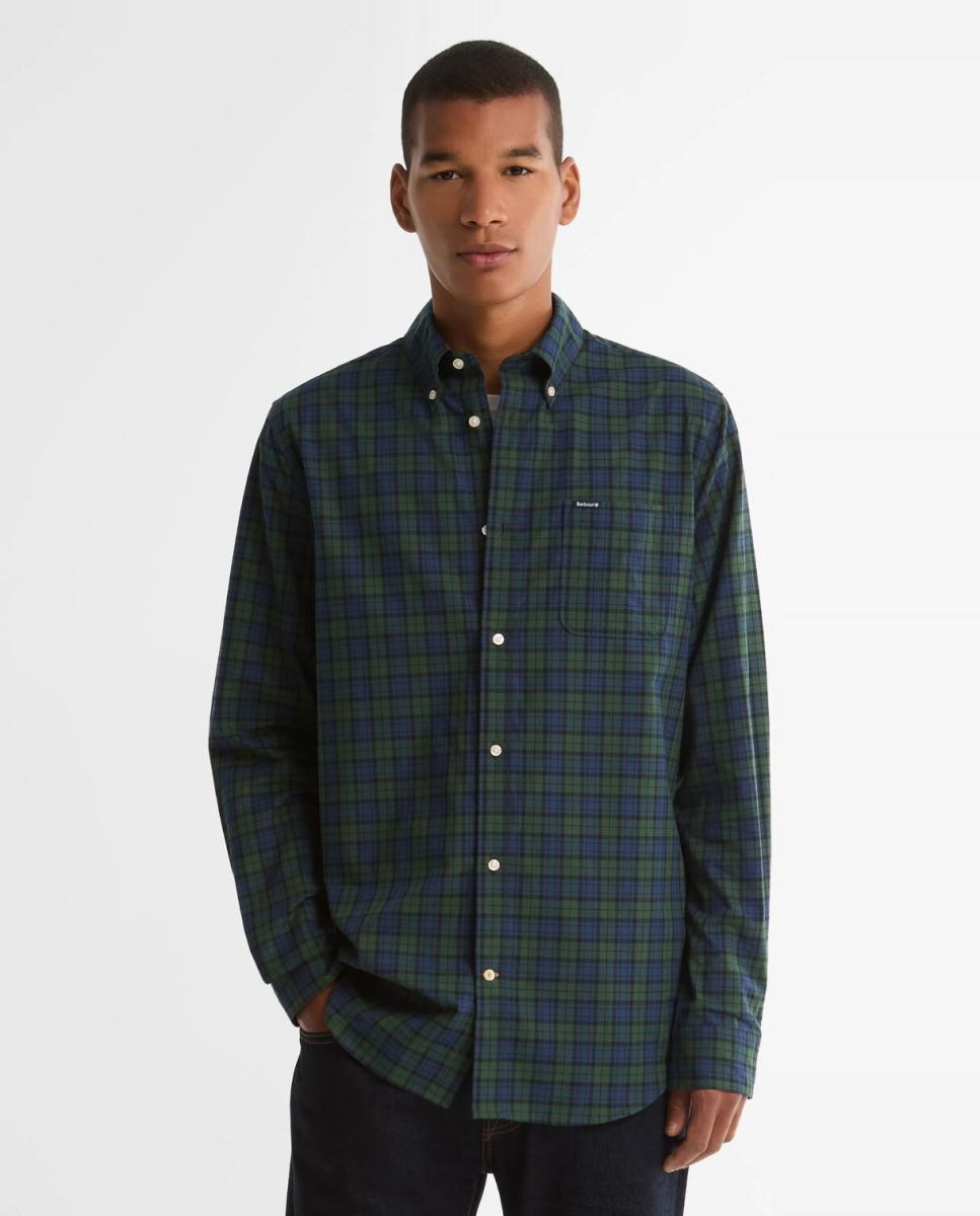 Camisa estampada de hombre cuadro micro - Barbour - Verde Verde-1