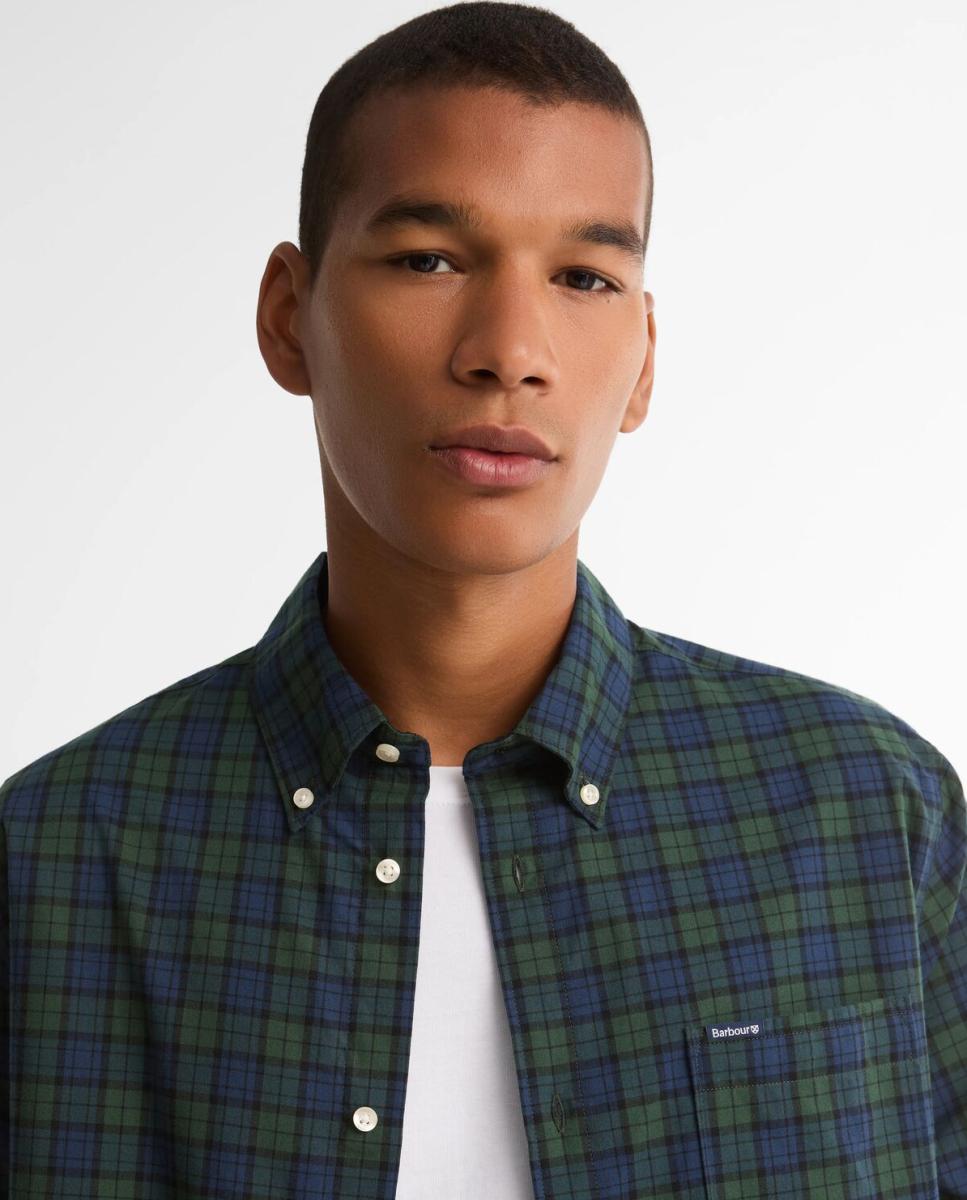 Camisa estampada de hombre cuadro micro - Barbour - Verde Verde-3