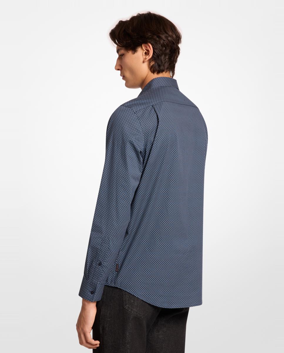 Camisa de Manga Comprida com Micro Desenho Azul-marinho-2
