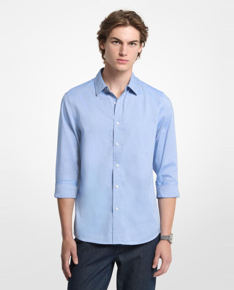 Imagen 0 de Camisa de hombre de manga larga con microestampado Azul claro