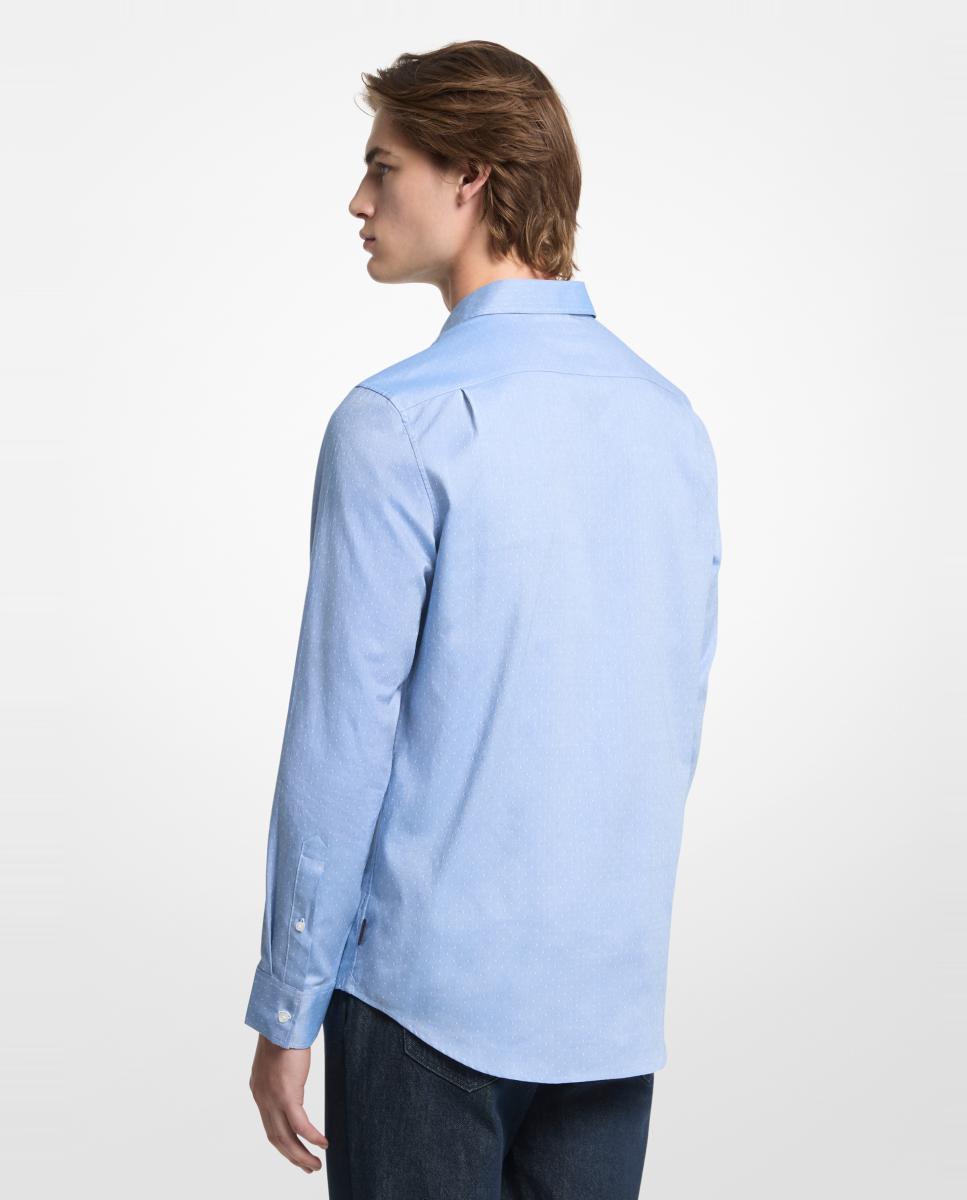 Camisa de hombre de manga larga con microestampado - Michael Kors - Azul claro Azul claro-2