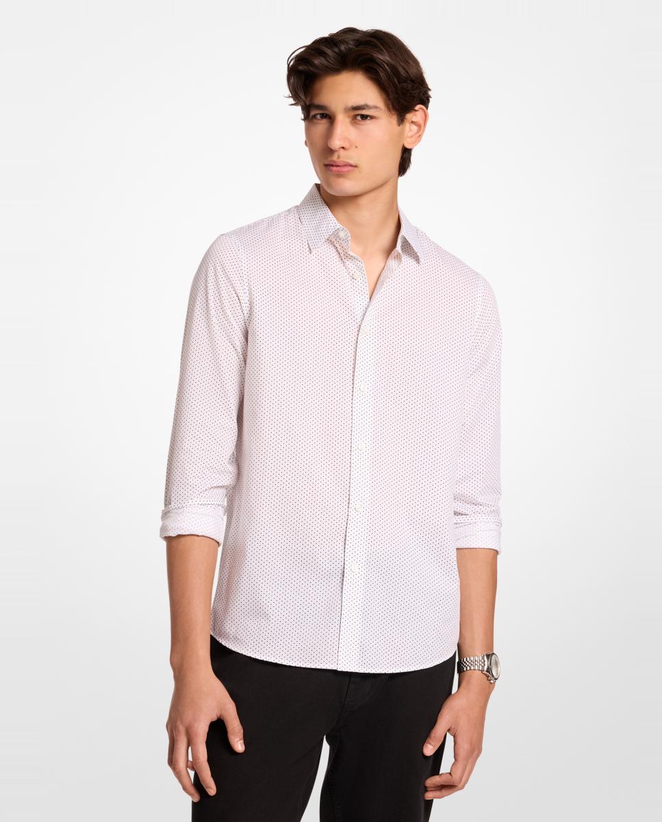 Imagen 1 de Camisa de hombre de manga larga con microdibujo - Michael Kors - Blanco Blanco