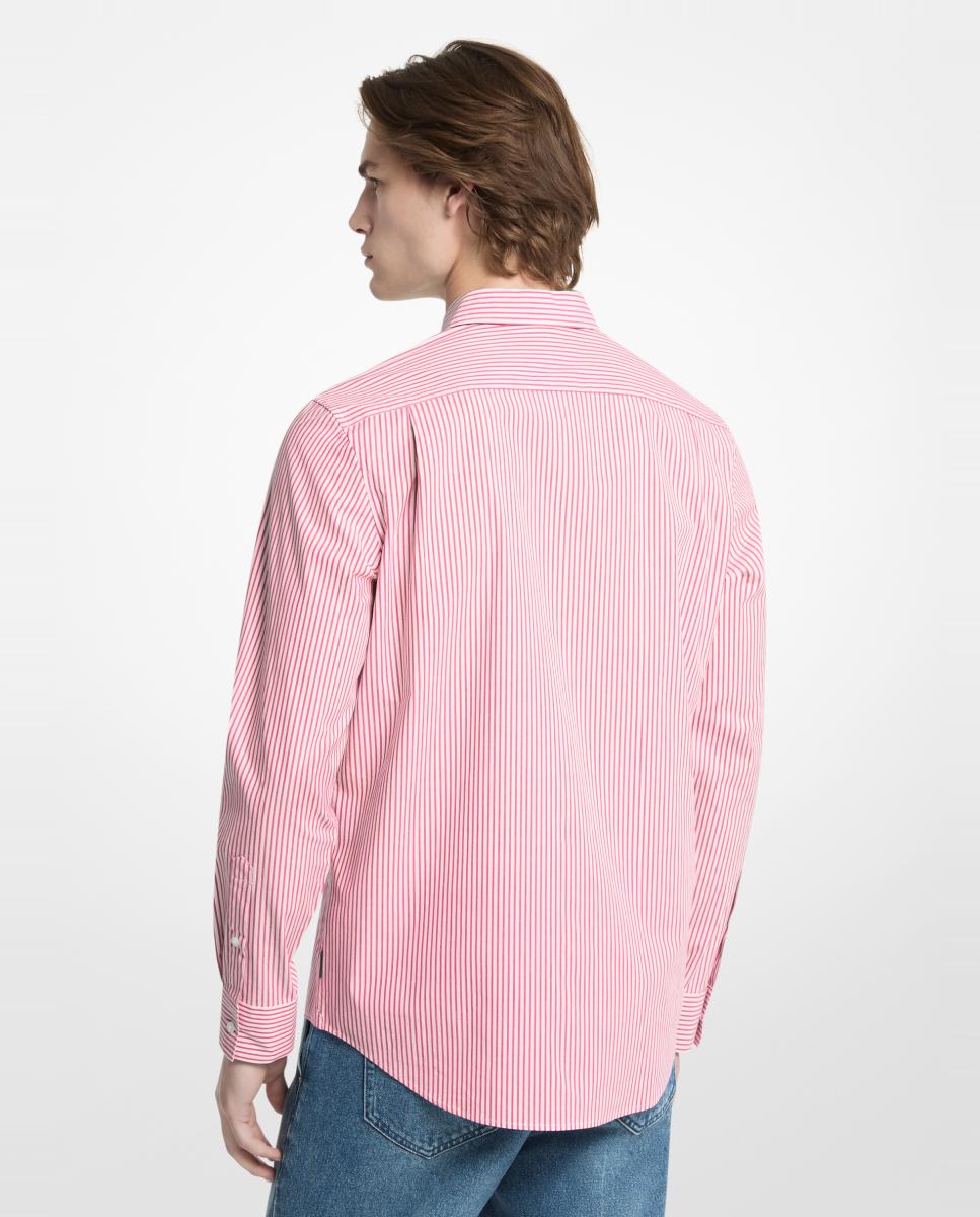 Camisa de Manga Comprida às Riscas Vermelho-2