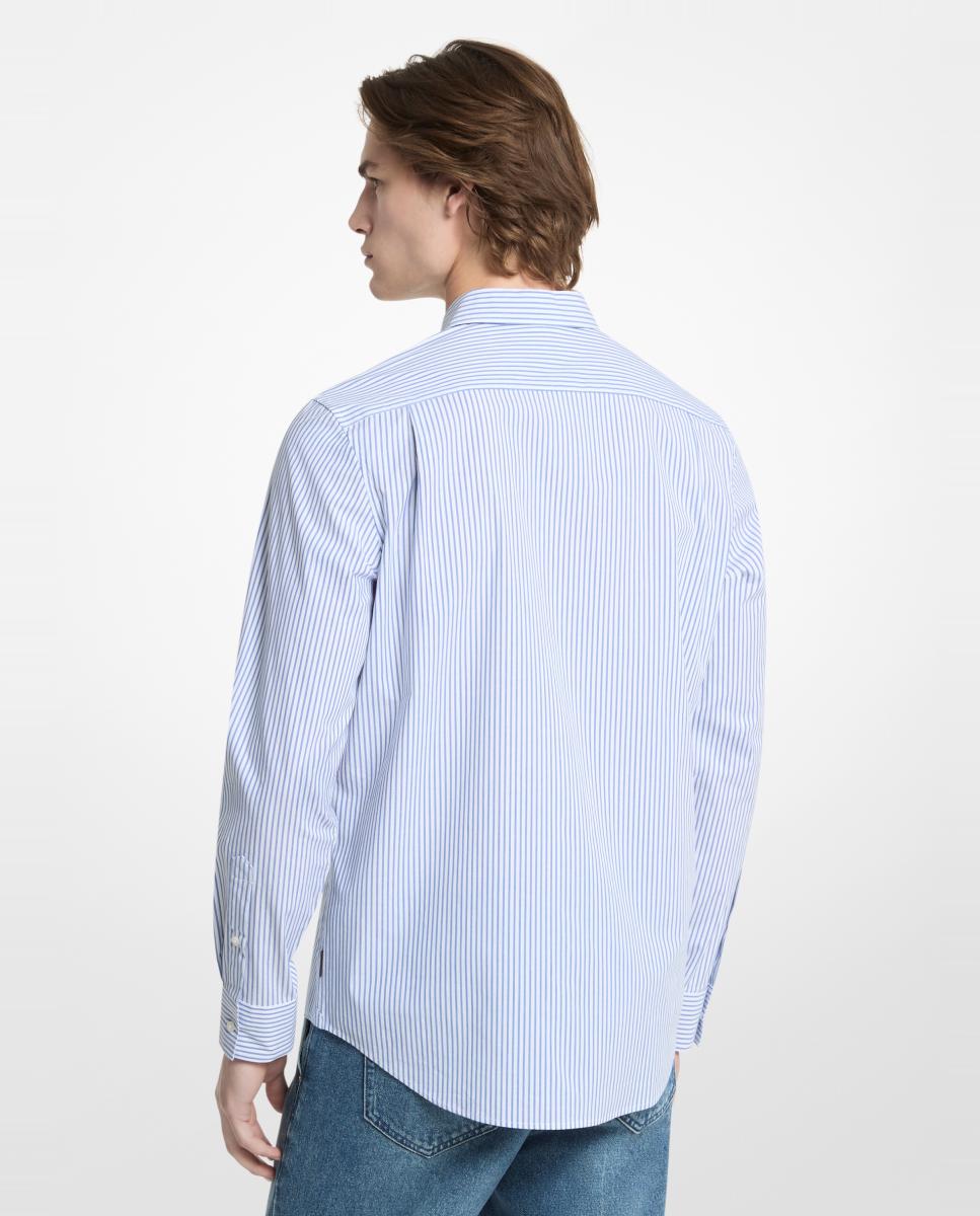 Camisa de Manga Comprida às Riscas Azul-claro-2
