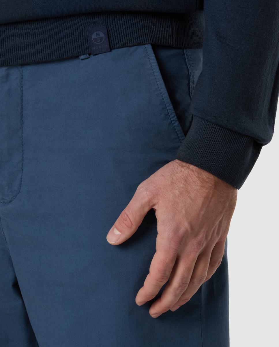 Camisola de Malha de Algodão Orgânico com Gola Redonda Azul-marinho-4