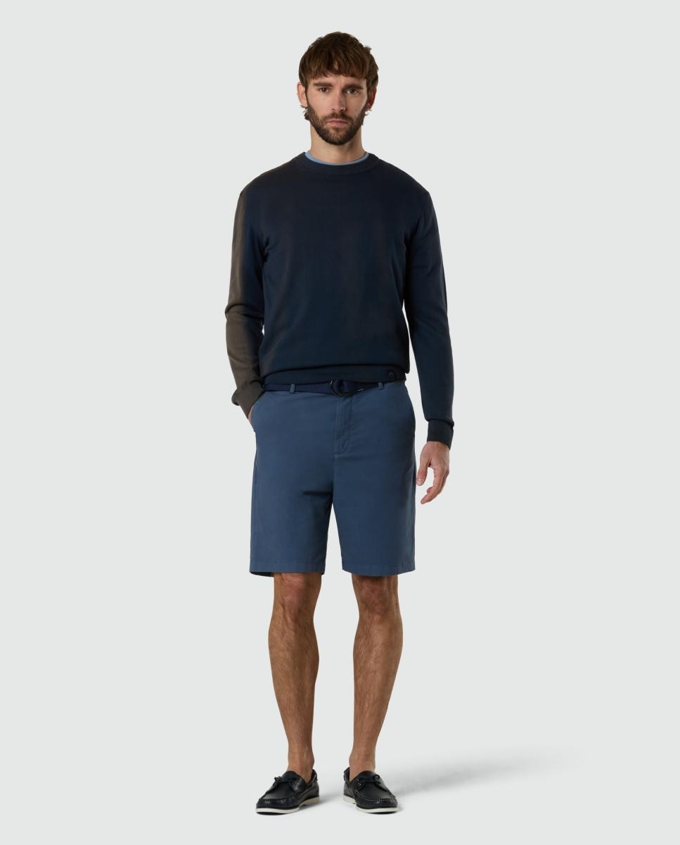Camisola de Malha de Algodão Orgânico com Gola Redonda Azul-marinho-6