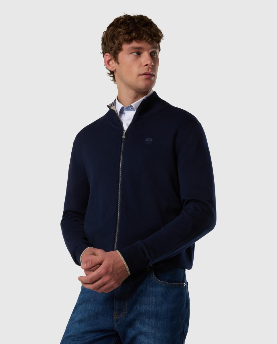 Imagem 0 de Cardigan de Malha de Algodão Orgânico com Fecho de Correr