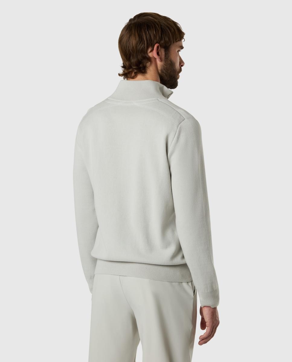 Cardigan de Malha de Algodão Orgânico com Fecho de Correr Cinzento-claro-2