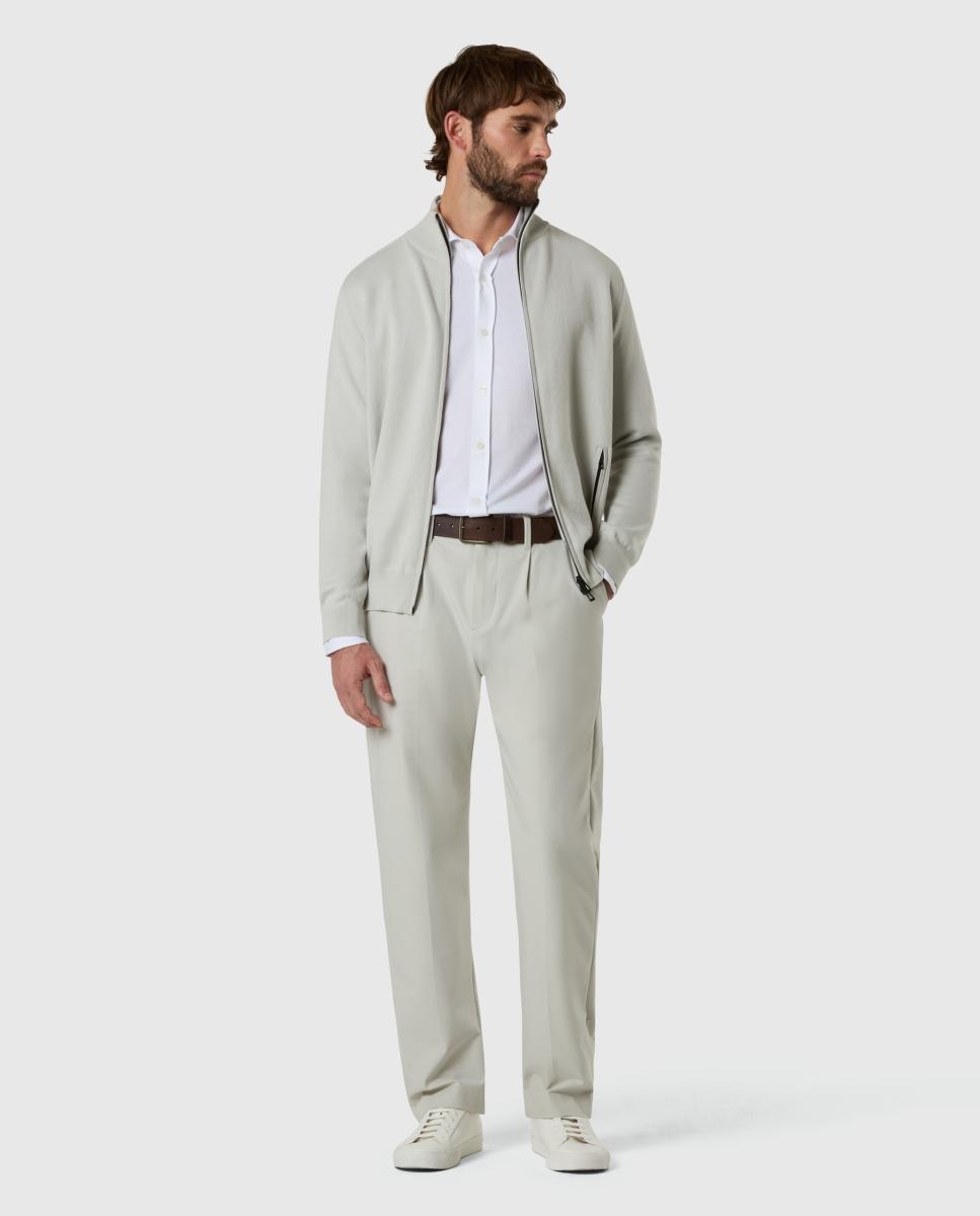 Cardigan de Malha de Algodão Orgânico com Fecho de Correr Cinzento-claro-6