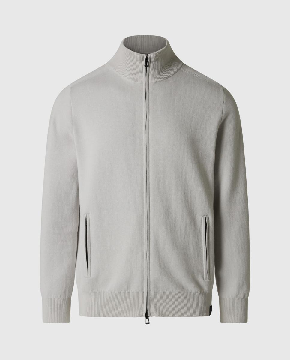 Cardigan de Malha de Algodão Orgânico com Fecho de Correr Cinzento-claro-5