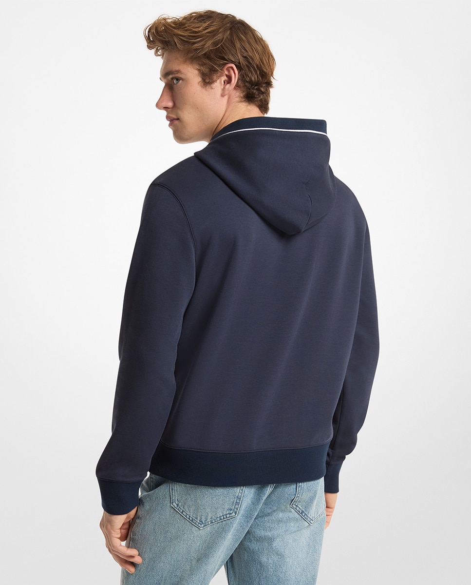 Sweatshirt com Vivos em Contraste e Detalhe da Marca na Lateral do Capuz Azul-marinho-2