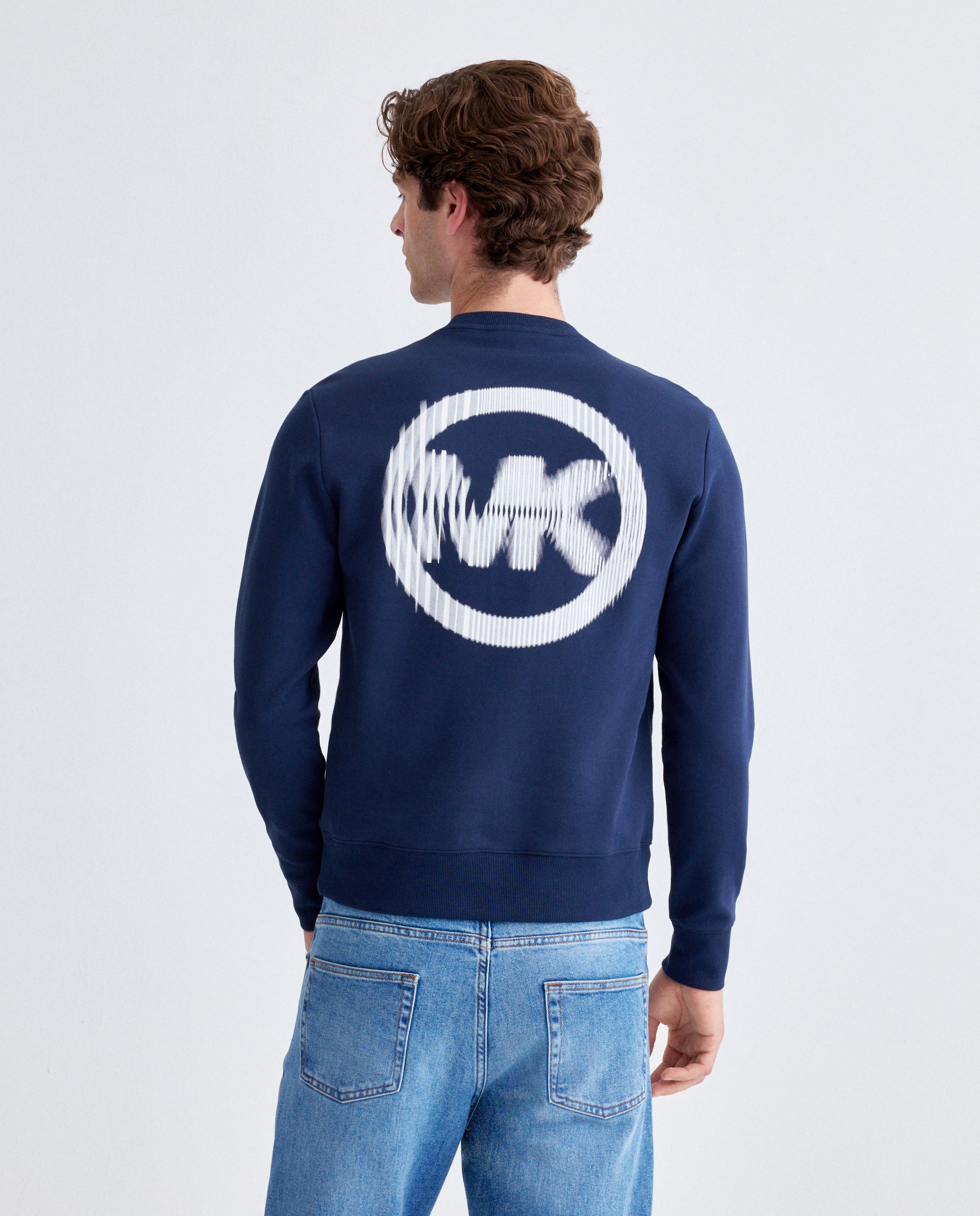 Sweatshirt com Logótipo à Frente e Estampado Atrás Azul-marinho-3