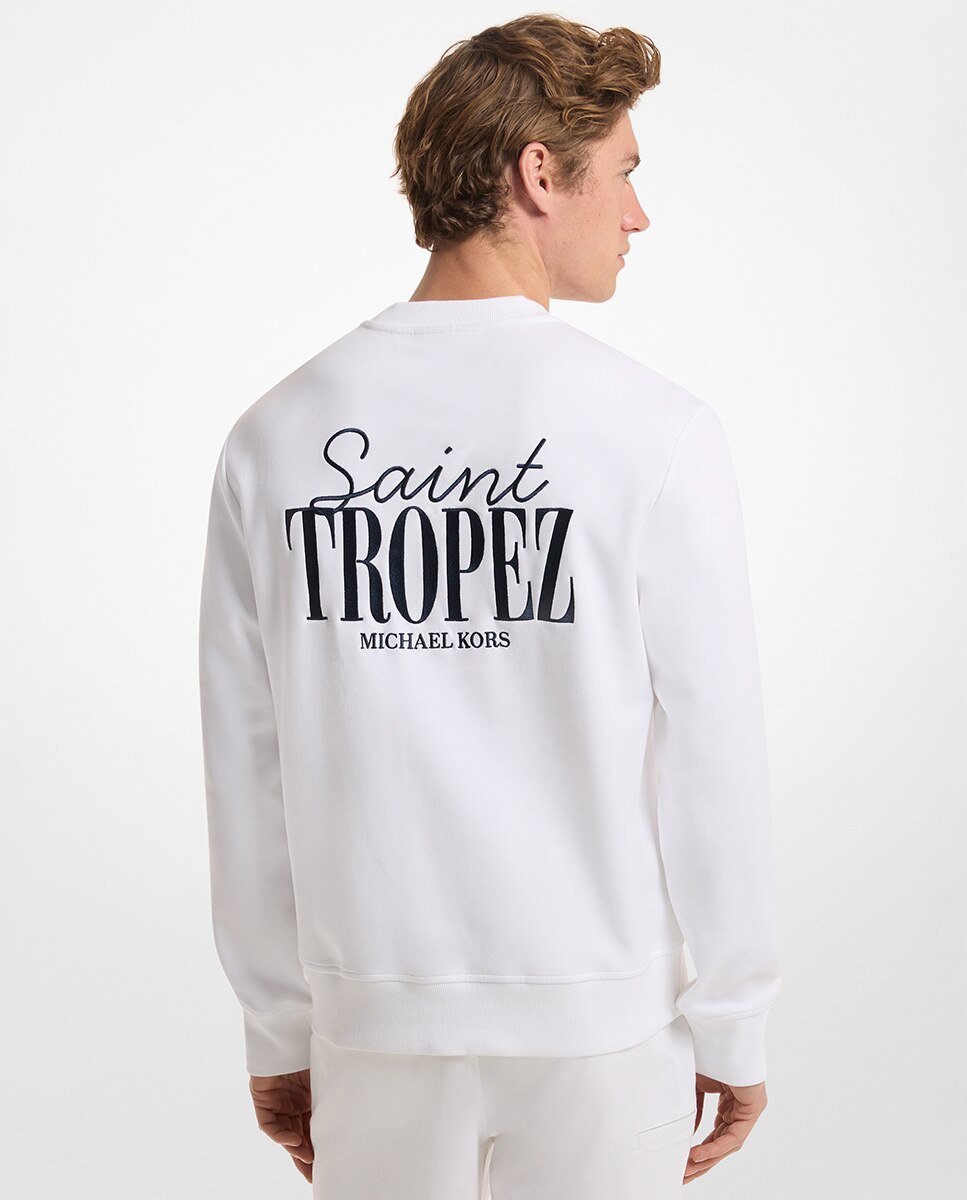 Sudadera de hombre St Tropez delantero y print trasero - Michael Kors - Blanco Blanco-2