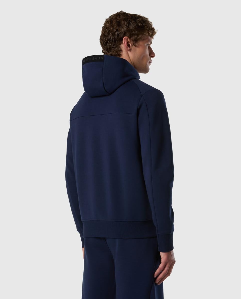 Sweatshirt de Algodão e Poliéster com Fecho de Correr e Capuz Azul-marinho-2