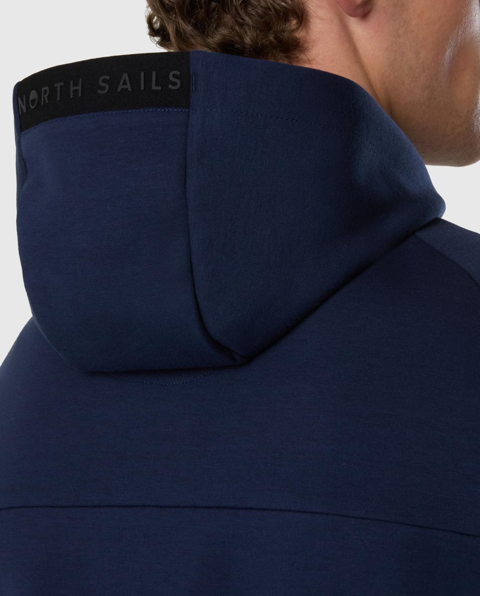 Sweatshirt de Algodão e Poliéster com Fecho de Correr e Capuz Azul-marinho-4
