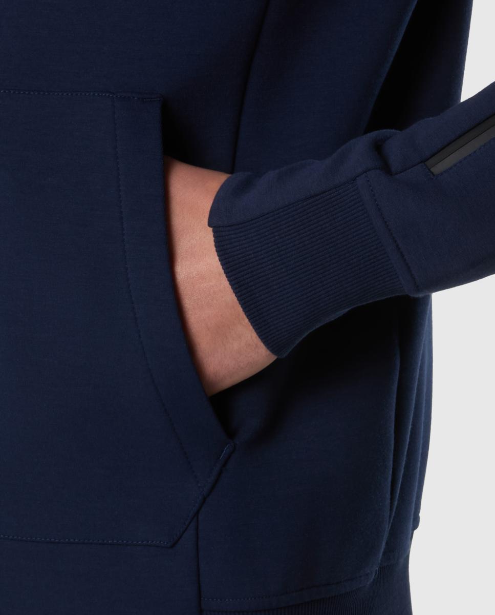 Sweatshirt de Algodão e Poliéster com Fecho de Correr e Capuz Azul-marinho-5