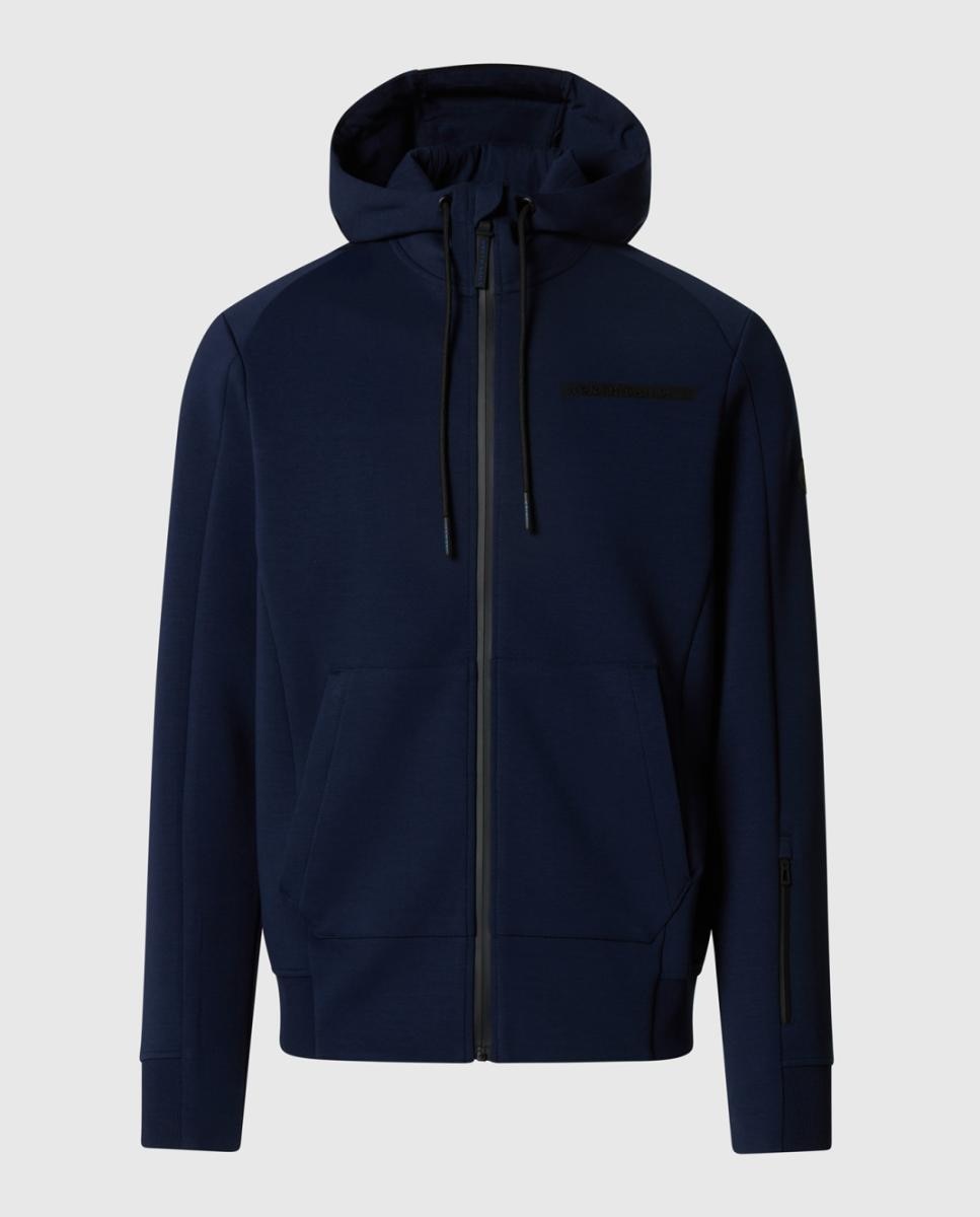 Sweatshirt de Algodão e Poliéster com Fecho de Correr e Capuz Azul-marinho-7