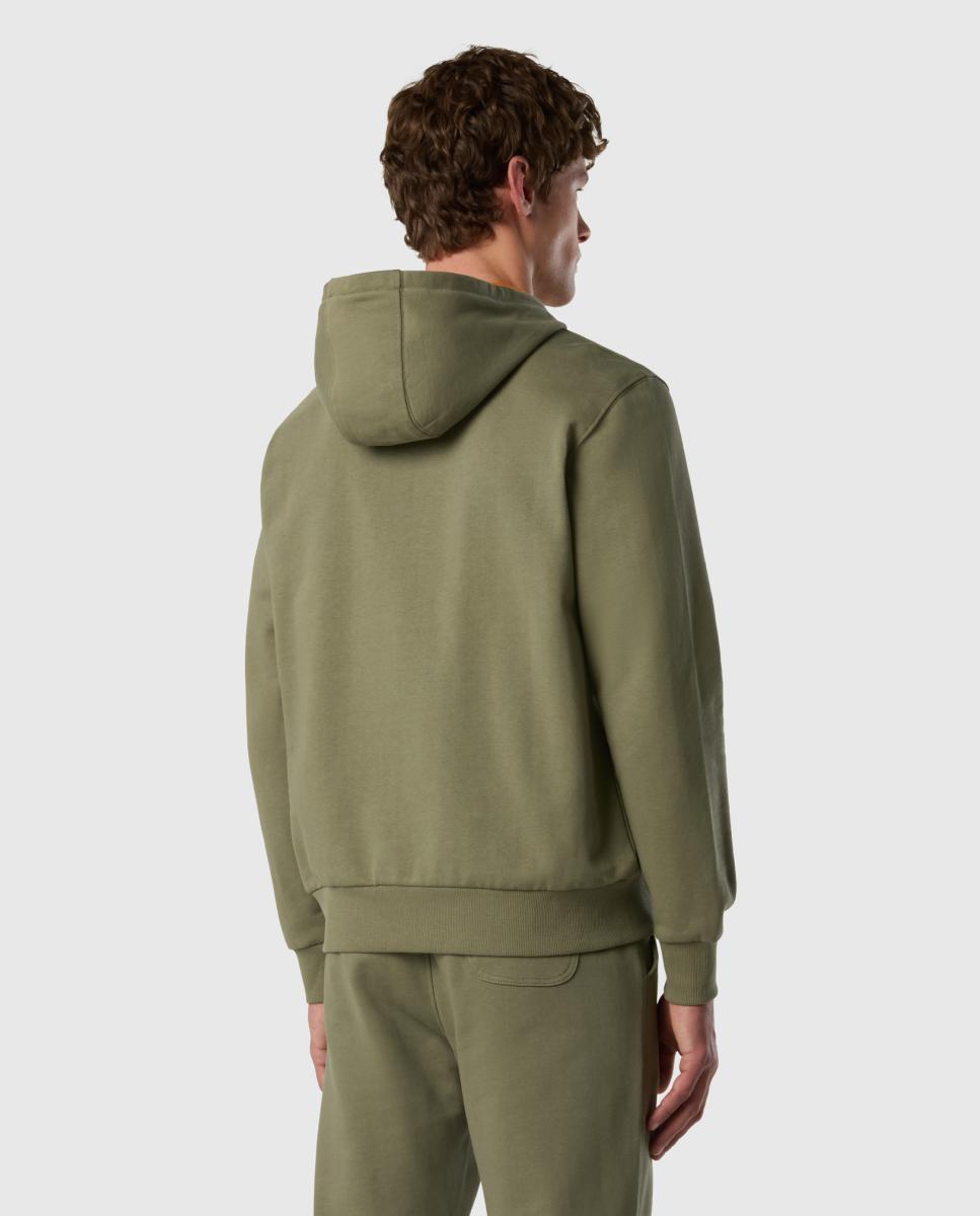 Sudadera de hombre algodón orgánico con cremallera y capucha - North Sails - Verde militar Verde militar-2
