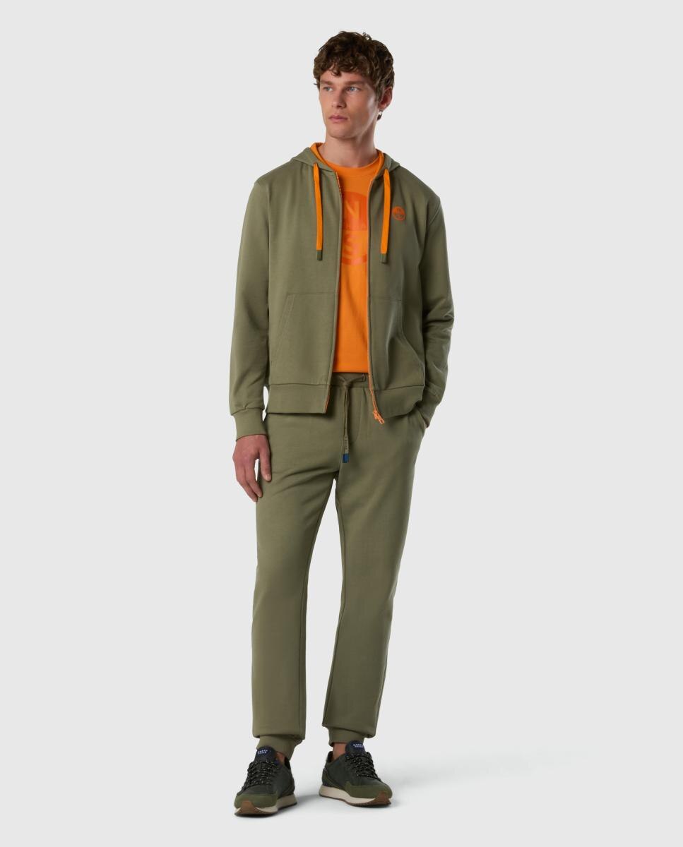 Sudadera de hombre algodón orgánico con cremallera y capucha - North Sails - Verde militar Verde militar-6