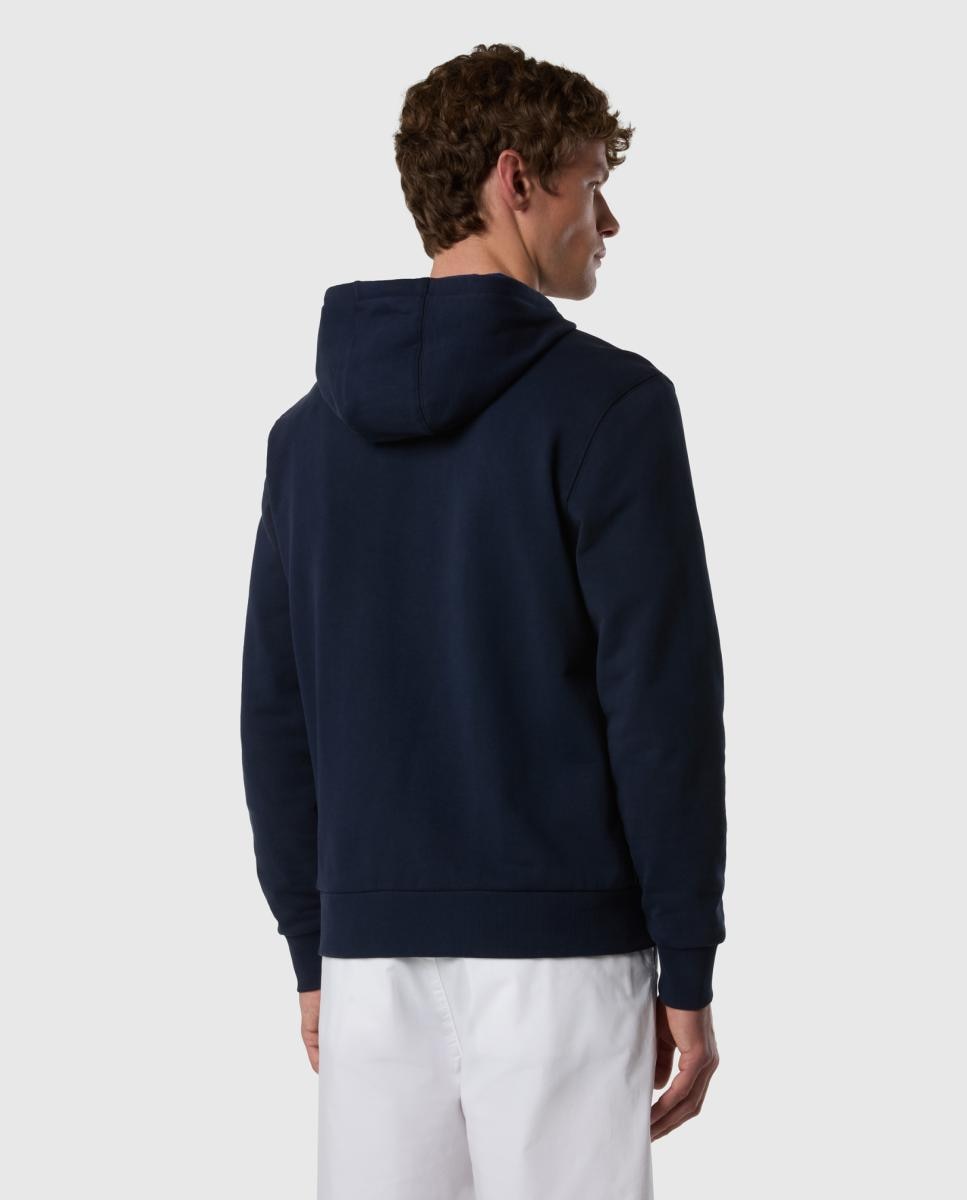 Sweatshirt de Algodão Orgânico com Fecho de Correr e Capuz Azul-marinho-2
